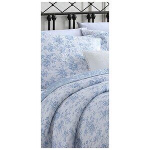 🛏️🛏️Laura Ashley - Twin Quilt Set, Matching Sham Walled Garden Blue NWOT